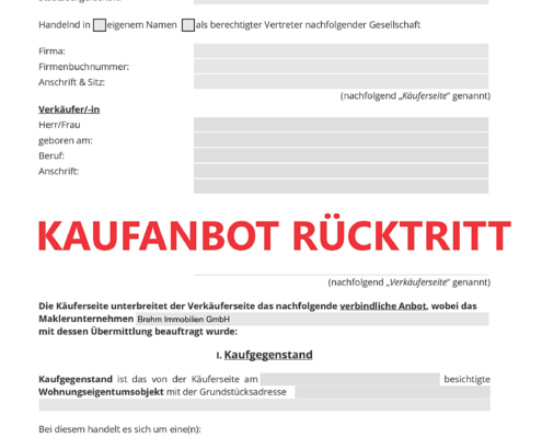 Kaufangebot Immobilie Wien, Kaufanbot Rücktrittsrecht Muster