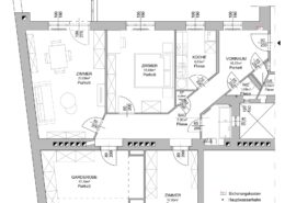 Altbausanierung mit Raumgewinnung - Vermarktungsgrundriss